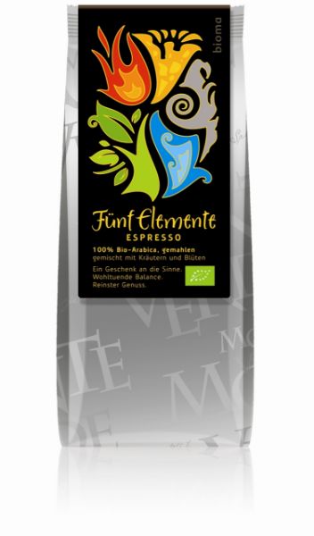 Picture of Fünf Elemente Espresso, 250g gemahlen, 100% Arabica M.H.D. Ende Februar 2023. Spezialpreis.